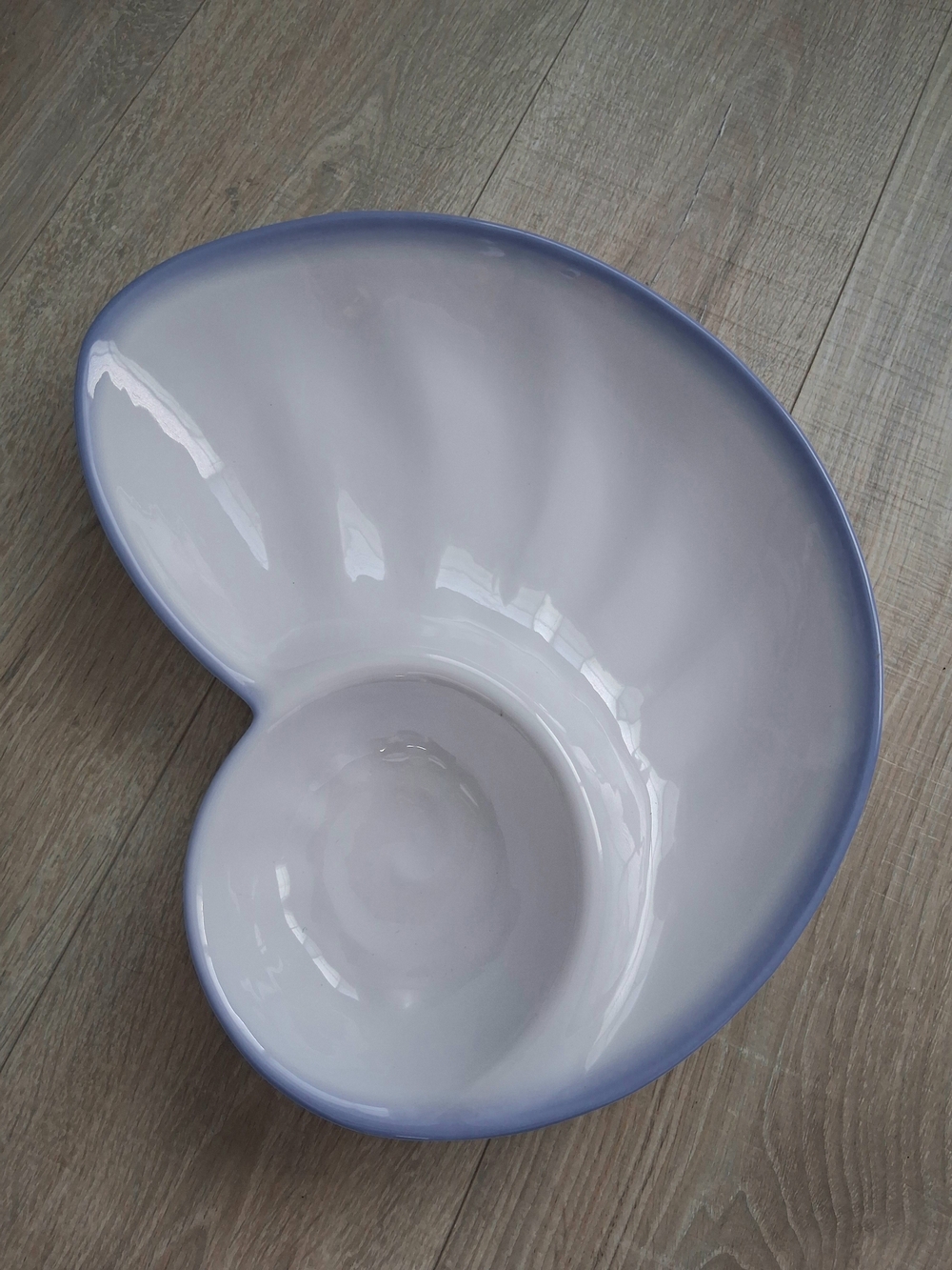 Nautilus Shell-Shaped Melamine Dip and Chip Bowl in Blue Edge